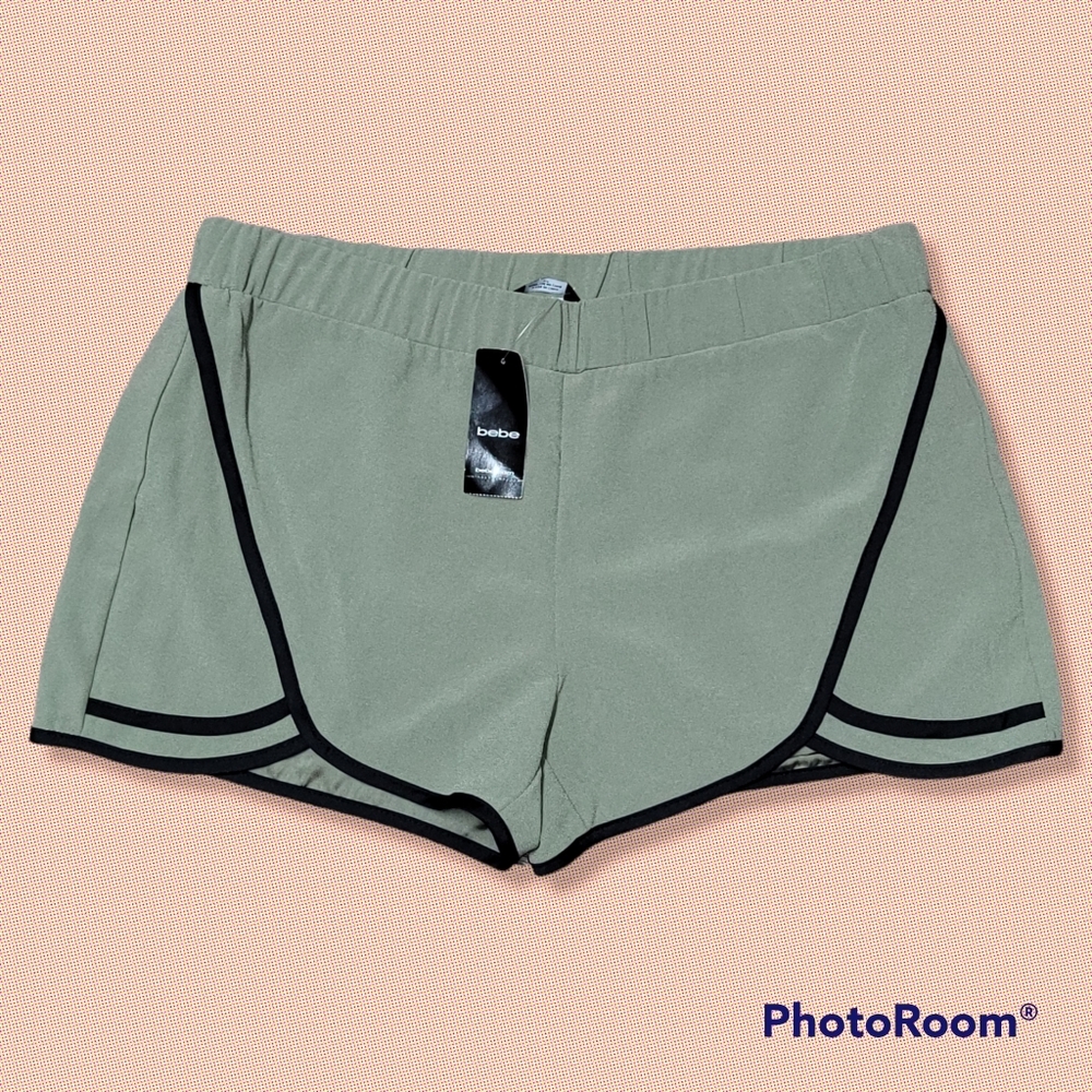 bebe Green Shorts with Black Trim